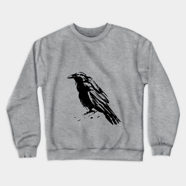 Handpainted Crow Crewneck Sweatshirt by KalebLechowsk